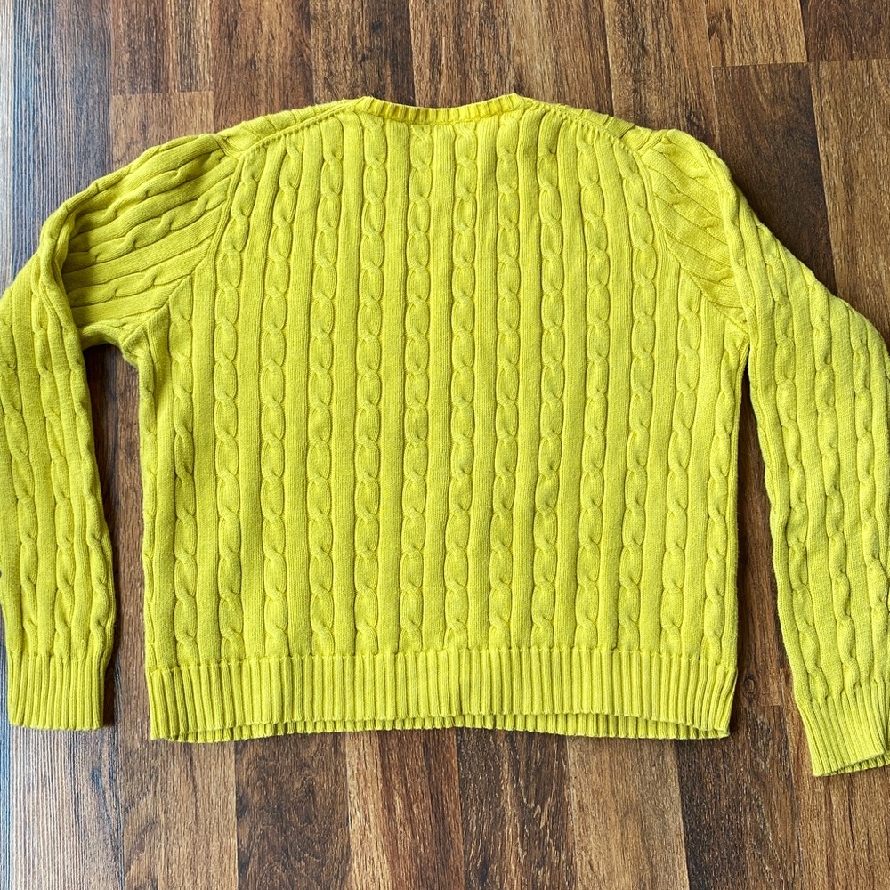 Polo Ralph Lauren cable knit sweater crewneck woman’s mustard yellow* Sz XXL - Picture 4 of 5